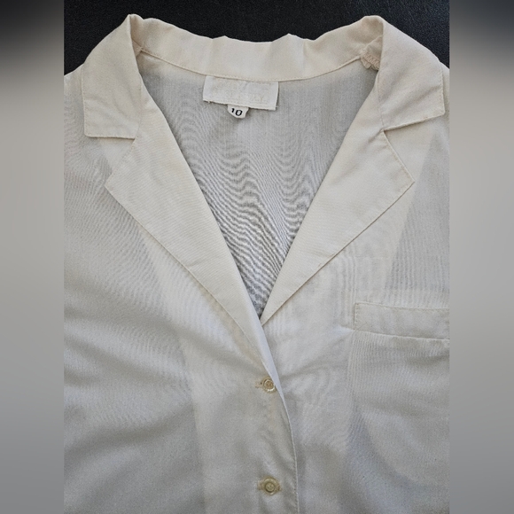 Vintage - Silk "Emily Just Emily" Off White Blouse - Size 10 - Picture 3 of 10